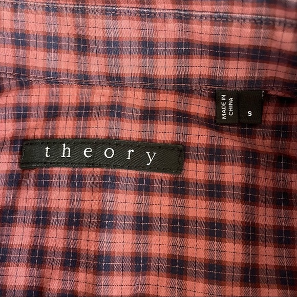 Theory Zach PS Cotton Plaid Button Down Shirt Men’s Size Small Lightweight - Picture 7 of 8
